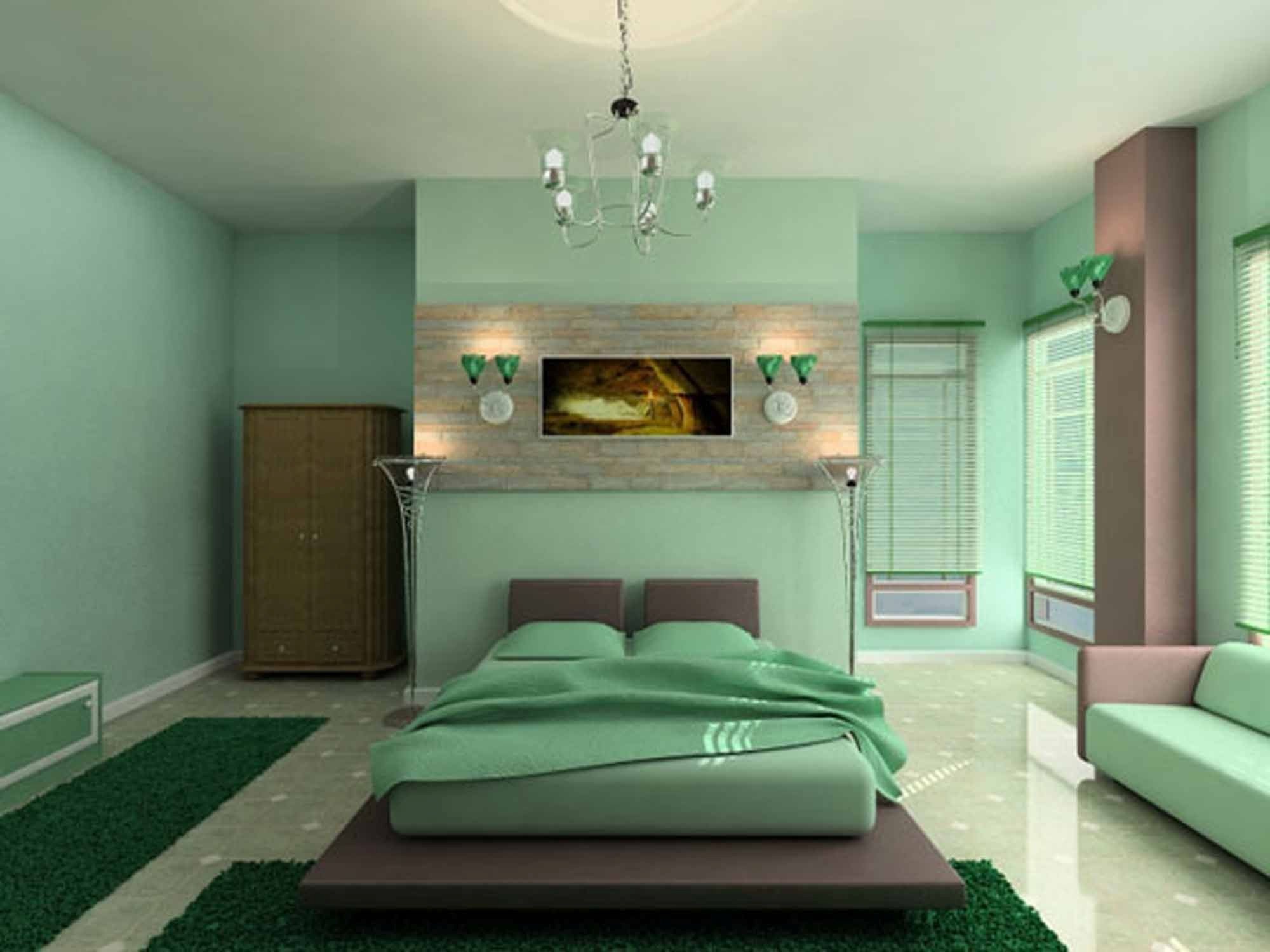 White Bedding And Light Green Walls