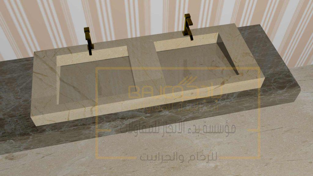 مغسلة رخام كريم مارفل وامبرادور لايت