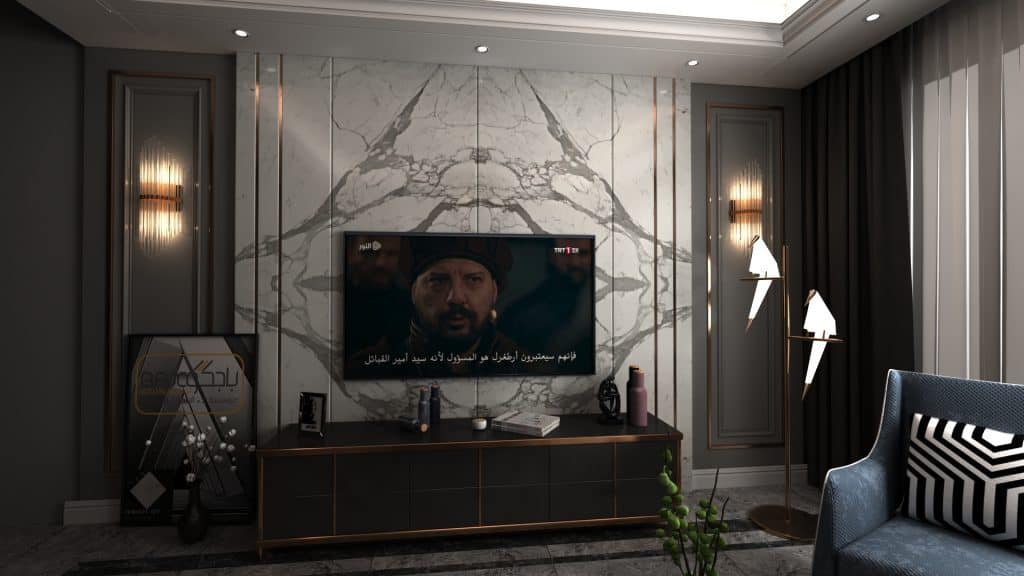 تصميم خلفية تلفزيون من رخام الستتواريو باجكو للرخام تصميم خلفية تلفزيون من رخام الستتواريو باجكو للرخام