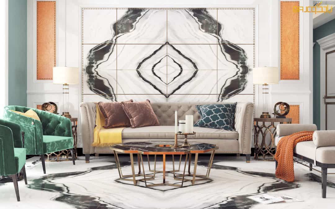 تصميم خلفية تلفزيون من رخام الباندة اوبن بوك