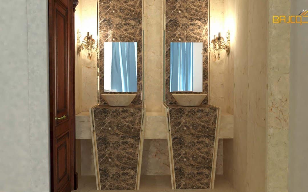 تصميم مغسلة رخام امبرادور دارك مع كريم مارفل