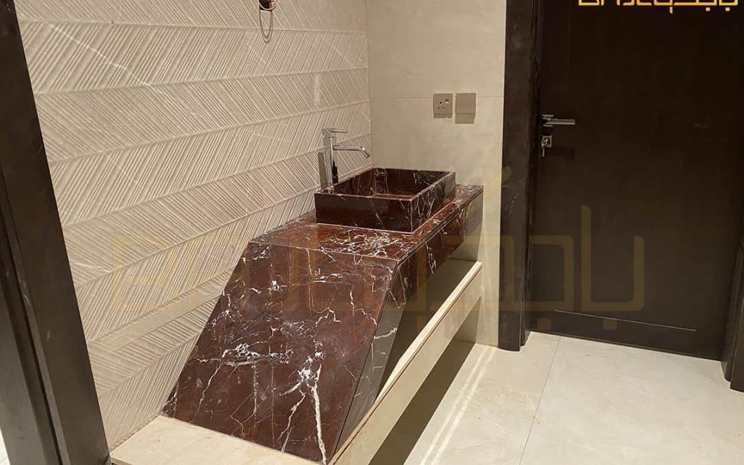 تنفيذ مغسلة رخام روزو ليفانتو احمر